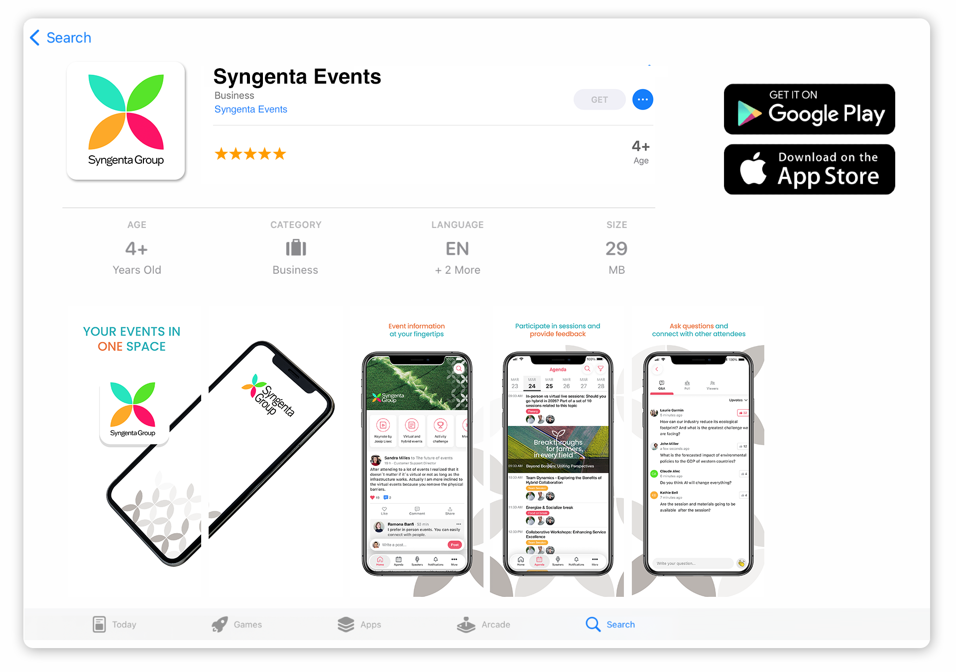 Event app store preview